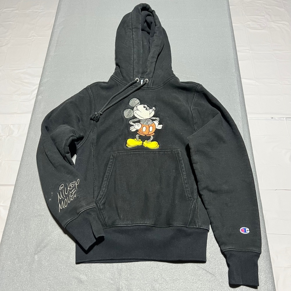 Champion Reverse Weave Disney Mickey Mouse Hoodie Black XS GF510 003